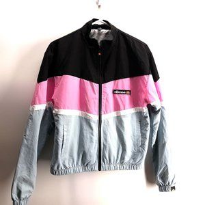 Ellesse Womens Size Medium Pink Black White Gray Jacket Lightweight